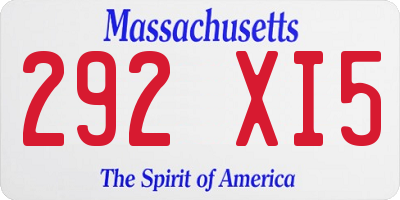 MA license plate 292XI5