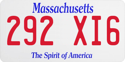 MA license plate 292XI6