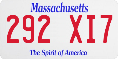 MA license plate 292XI7