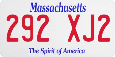 MA license plate 292XJ2
