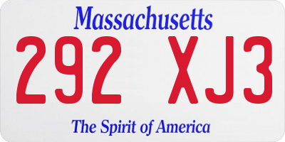 MA license plate 292XJ3