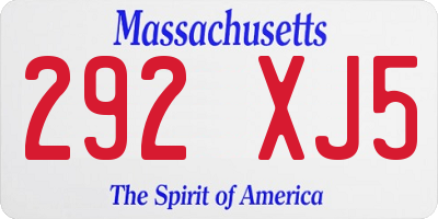 MA license plate 292XJ5