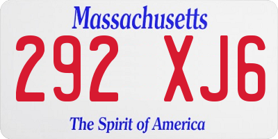 MA license plate 292XJ6