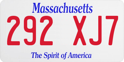 MA license plate 292XJ7