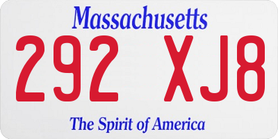 MA license plate 292XJ8