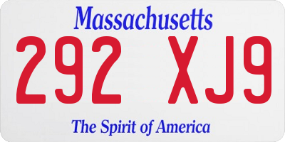 MA license plate 292XJ9