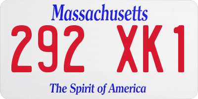 MA license plate 292XK1