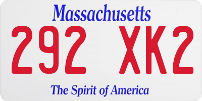 MA license plate 292XK2