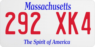 MA license plate 292XK4