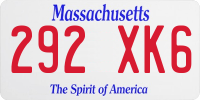 MA license plate 292XK6