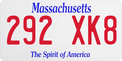 MA license plate 292XK8