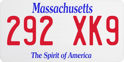 MA license plate 292XK9