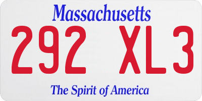 MA license plate 292XL3