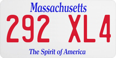 MA license plate 292XL4