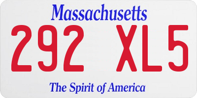 MA license plate 292XL5