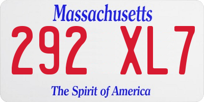 MA license plate 292XL7
