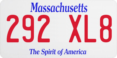 MA license plate 292XL8