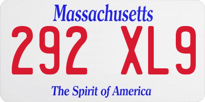 MA license plate 292XL9