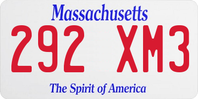 MA license plate 292XM3