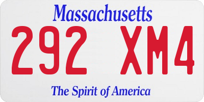 MA license plate 292XM4