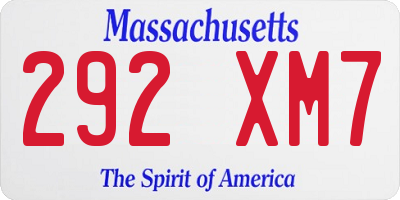 MA license plate 292XM7