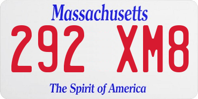 MA license plate 292XM8