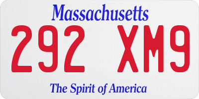 MA license plate 292XM9