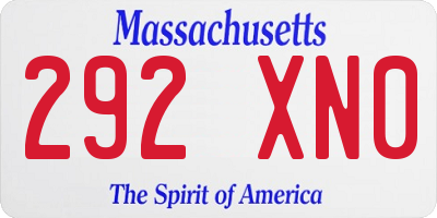MA license plate 292XN0