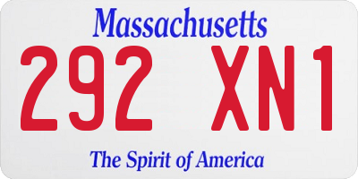 MA license plate 292XN1