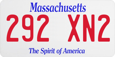 MA license plate 292XN2