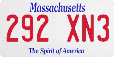 MA license plate 292XN3