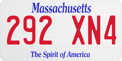 MA license plate 292XN4
