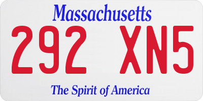 MA license plate 292XN5