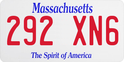 MA license plate 292XN6