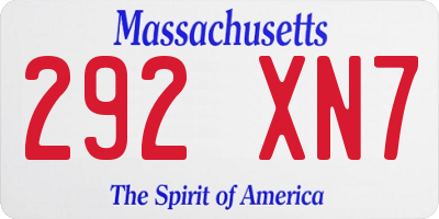 MA license plate 292XN7