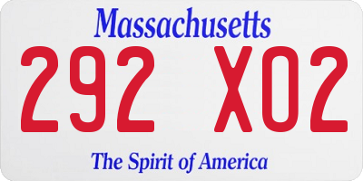 MA license plate 292XO2