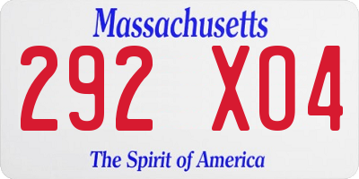 MA license plate 292XO4
