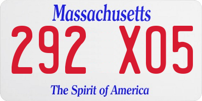 MA license plate 292XO5