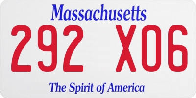 MA license plate 292XO6