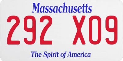 MA license plate 292XO9