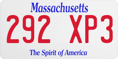 MA license plate 292XP3