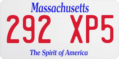 MA license plate 292XP5