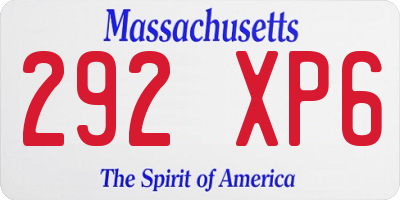 MA license plate 292XP6
