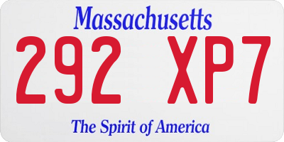 MA license plate 292XP7