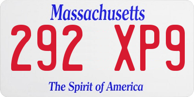 MA license plate 292XP9