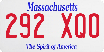 MA license plate 292XQ0