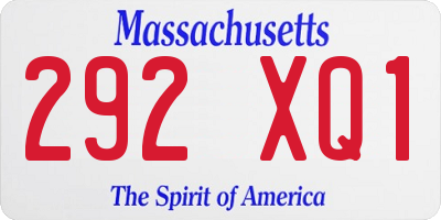 MA license plate 292XQ1