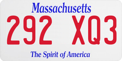 MA license plate 292XQ3