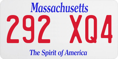 MA license plate 292XQ4