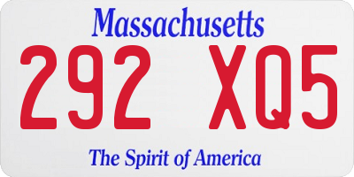 MA license plate 292XQ5